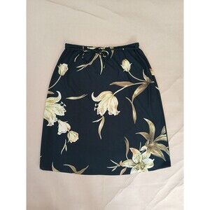 Vintage 90s Clio Knee Length Skirt Large Dark Floral Whimsical Whimsigoth